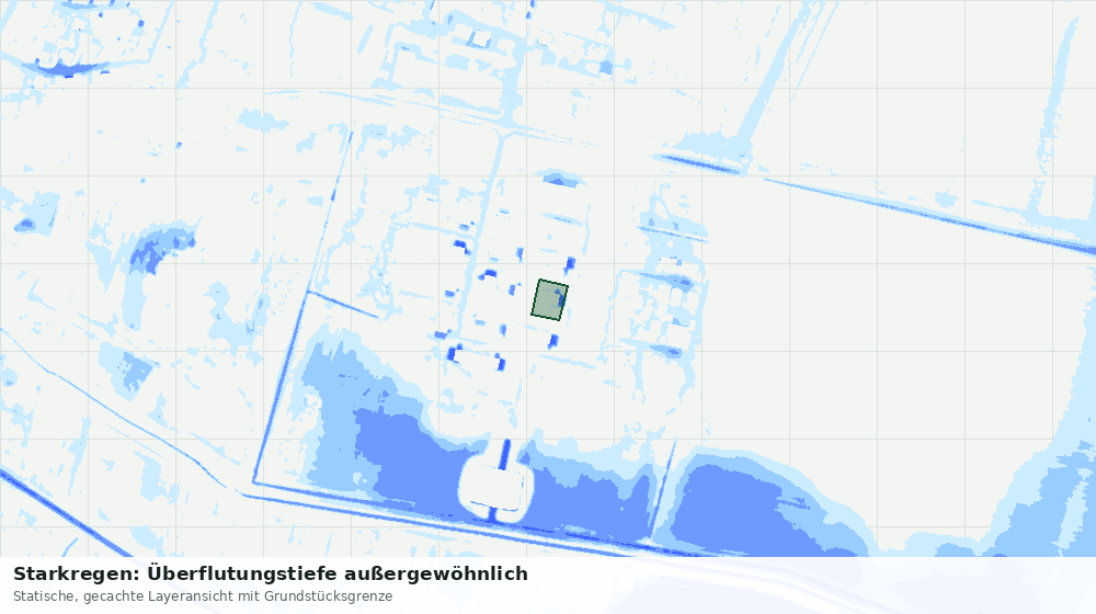 Statische Kartenansicht: Starkregen: Überflutungstiefe außergewöhnlich