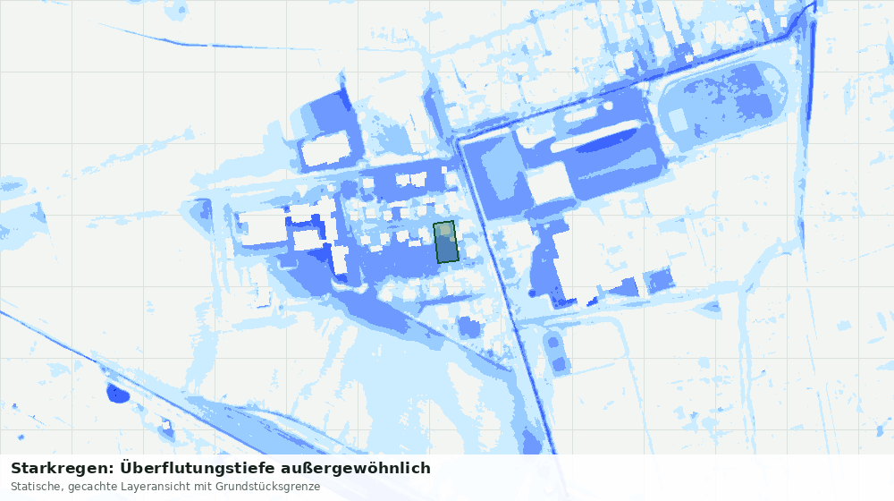 Statische Kartenansicht: Starkregen: Überflutungstiefe außergewöhnlich