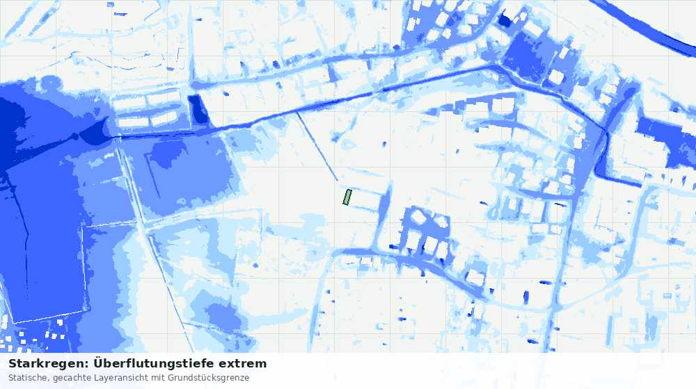 Statische Kartenansicht: Starkregen: Überflutungstiefe extrem