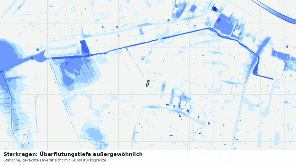 Statische Kartenansicht: Starkregen: Überflutungstiefe außergewöhnlich