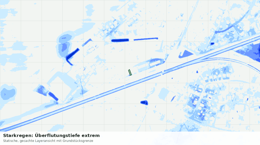 Statische Kartenansicht: Starkregen: Überflutungstiefe extrem