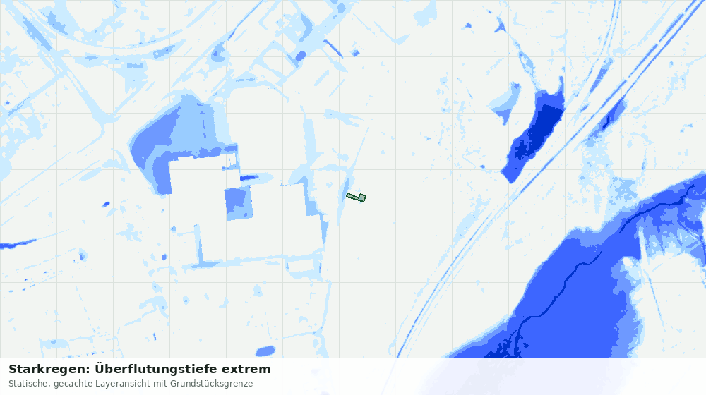 Statische Kartenansicht: Starkregen: Überflutungstiefe extrem