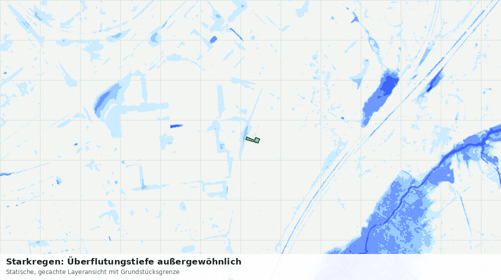 Statische Kartenansicht: Starkregen: Überflutungstiefe außergewöhnlich