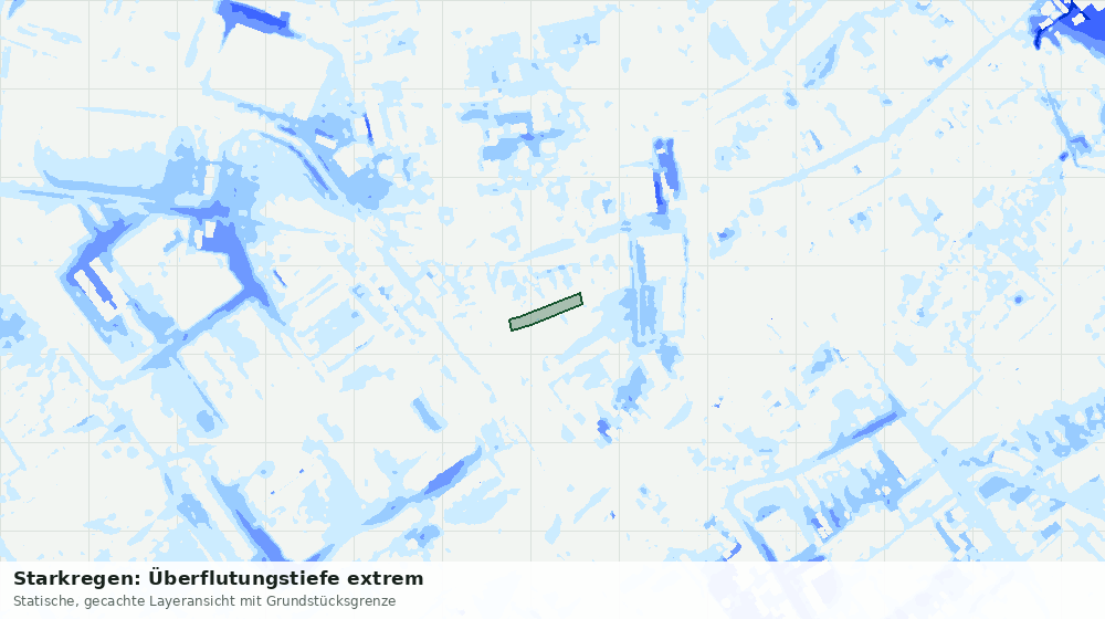Statische Kartenansicht: Starkregen: Überflutungstiefe extrem