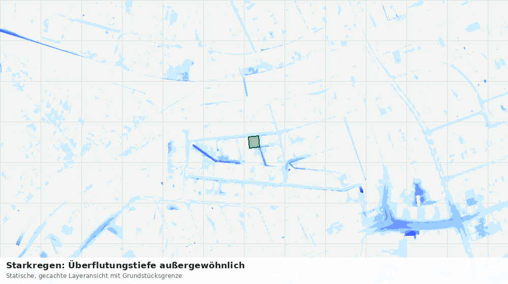 Statische Kartenansicht: Starkregen: Überflutungstiefe außergewöhnlich