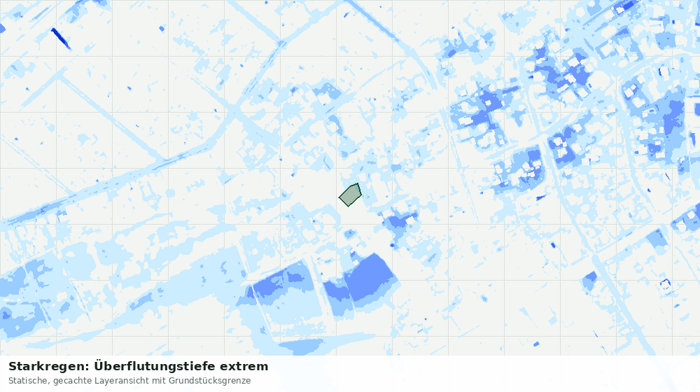 Statische Kartenansicht: Starkregen: Überflutungstiefe extrem