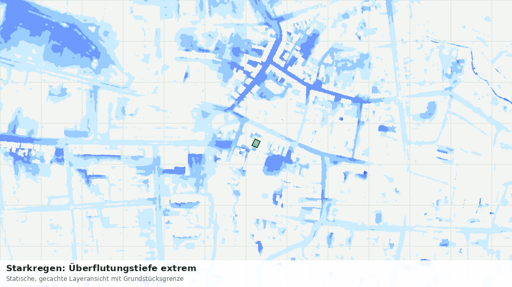 Statische Kartenansicht: Starkregen: Überflutungstiefe extrem