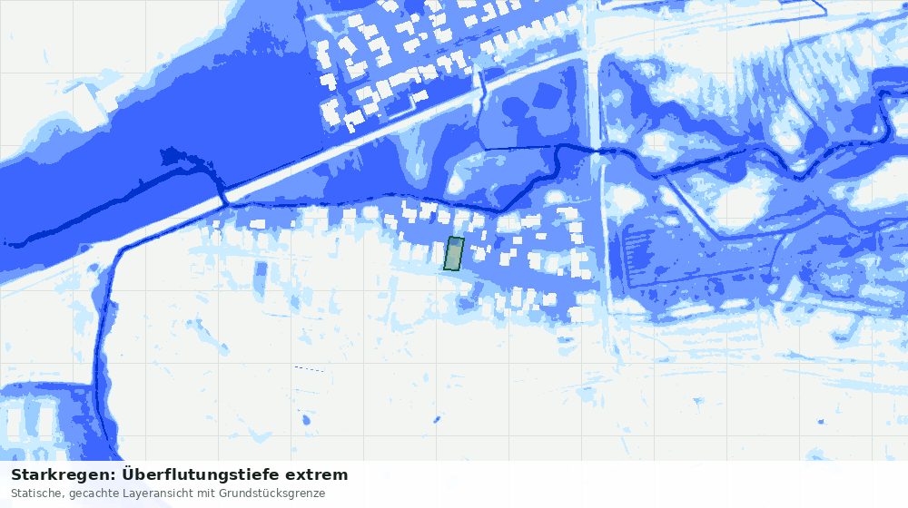 Statische Kartenansicht: Starkregen: Überflutungstiefe extrem