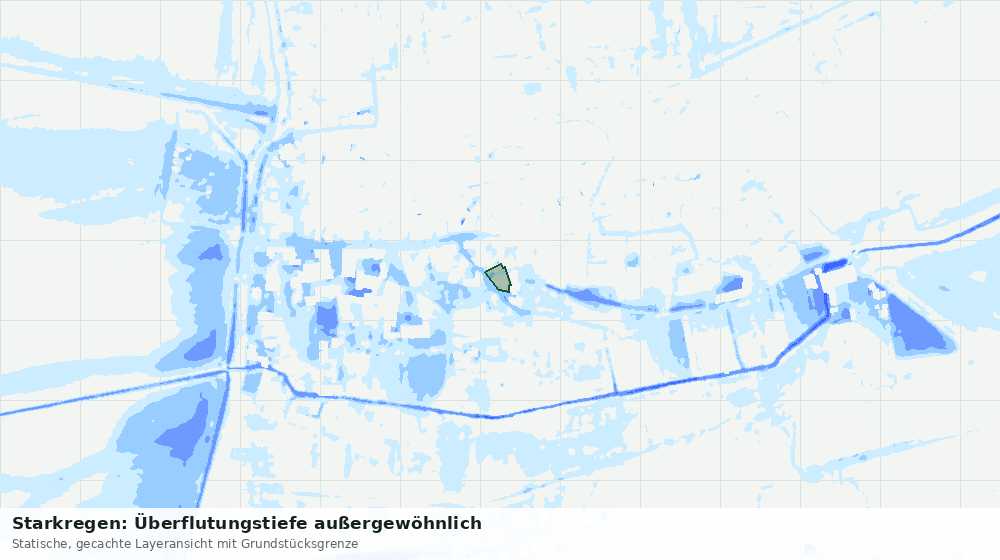 Statische Kartenansicht: Starkregen: Überflutungstiefe außergewöhnlich