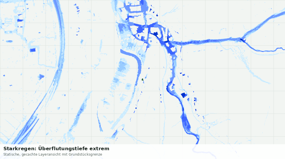 Statische Kartenansicht: Starkregen: Überflutungstiefe extrem