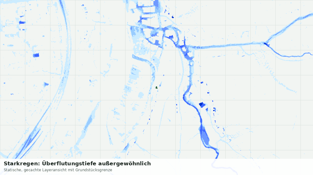 Statische Kartenansicht: Starkregen: Überflutungstiefe außergewöhnlich