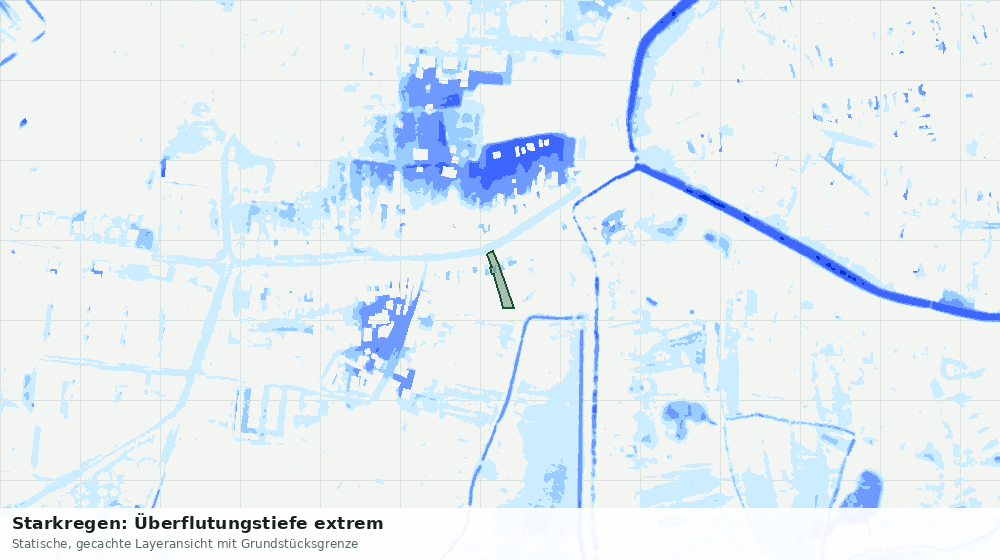 Statische Kartenansicht: Starkregen: Überflutungstiefe extrem