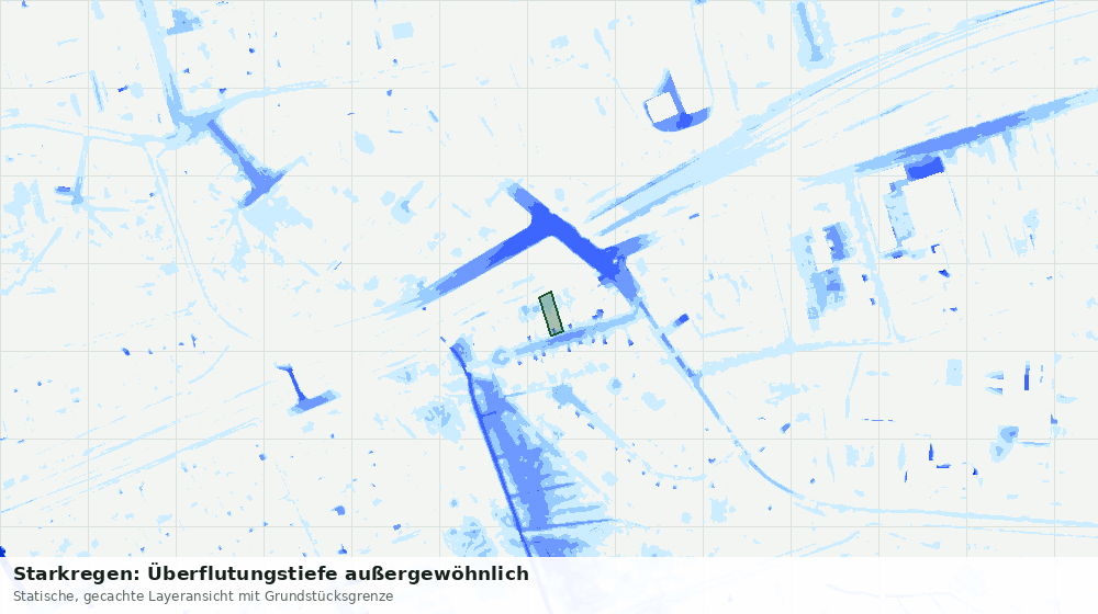 Statische Kartenansicht: Starkregen: Überflutungstiefe außergewöhnlich