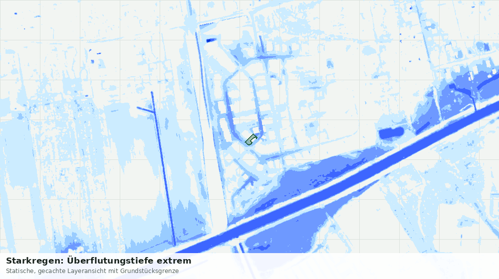 Statische Kartenansicht: Starkregen: Überflutungstiefe extrem