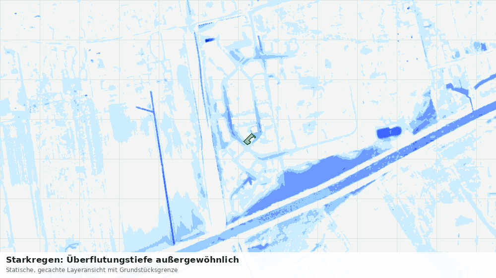 Statische Kartenansicht: Starkregen: Überflutungstiefe außergewöhnlich