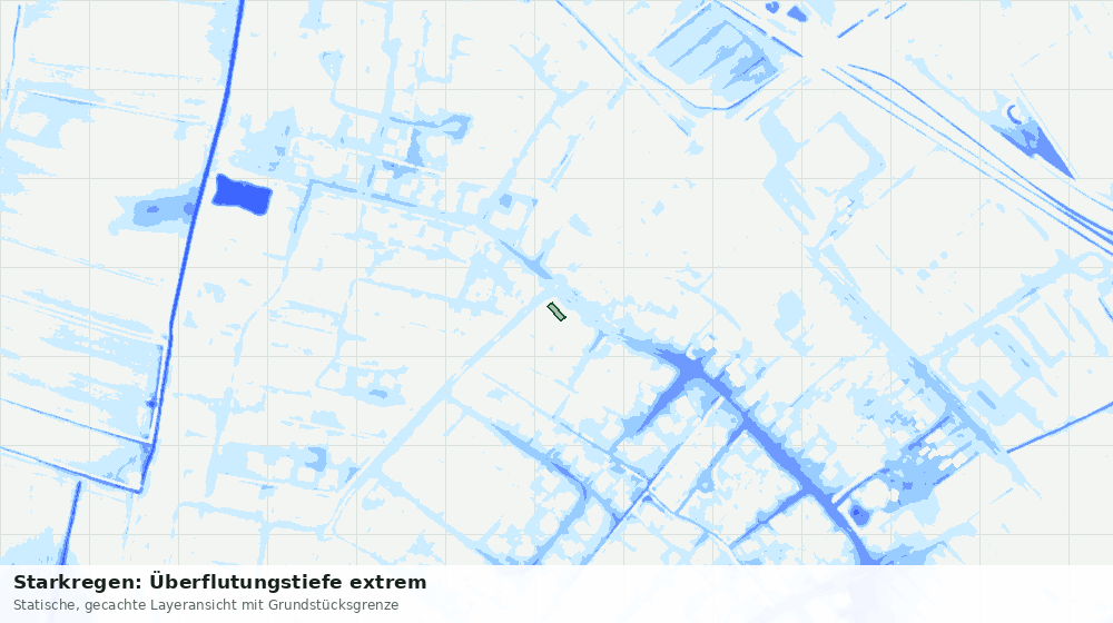 Statische Kartenansicht: Starkregen: Überflutungstiefe extrem