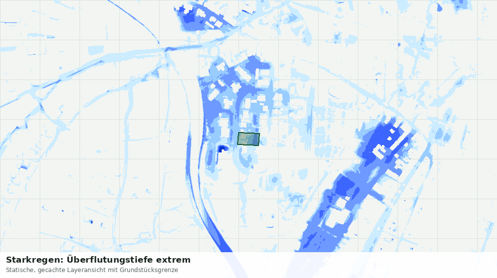 Statische Kartenansicht: Starkregen: Überflutungstiefe extrem