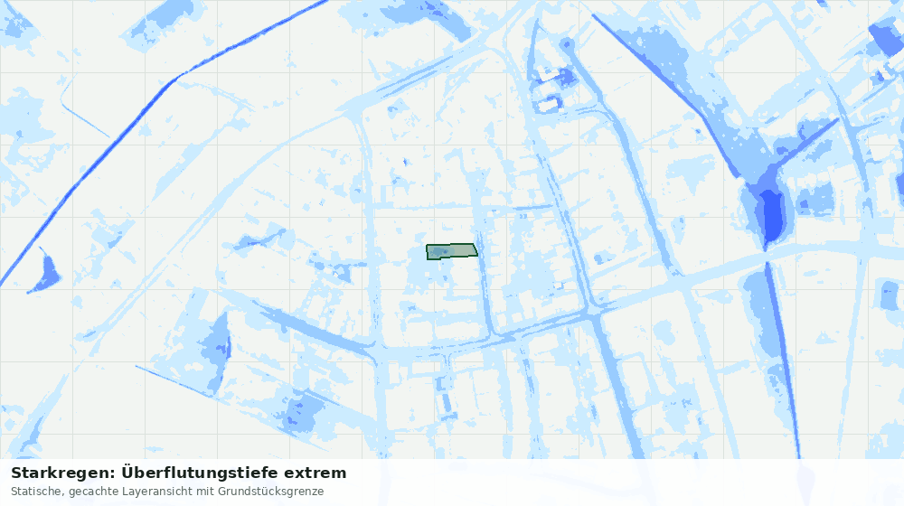 Statische Kartenansicht: Starkregen: Überflutungstiefe extrem