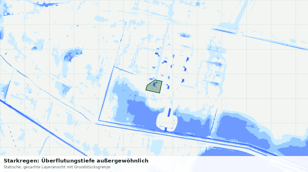 Statische Kartenansicht: Starkregen: Überflutungstiefe außergewöhnlich
