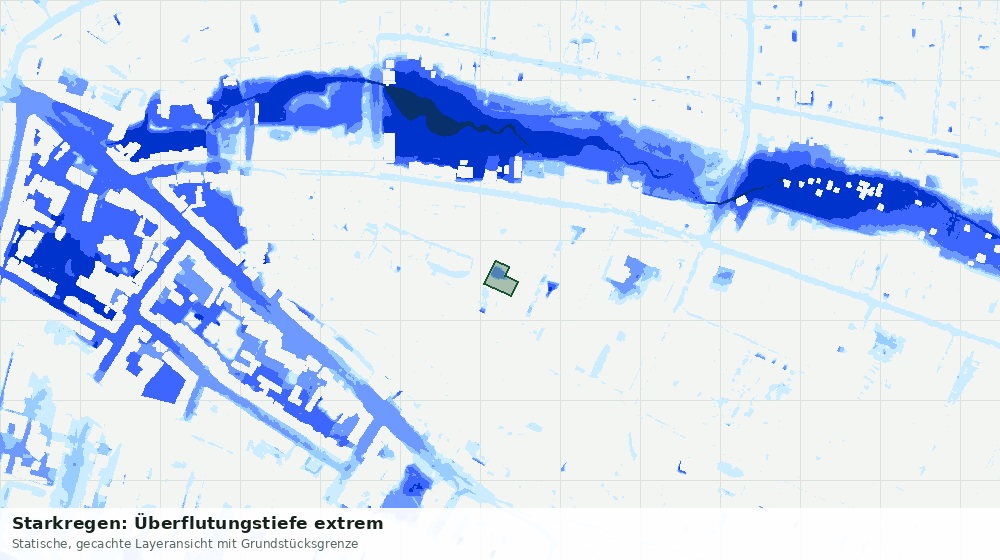 Statische Kartenansicht: Starkregen: Überflutungstiefe extrem