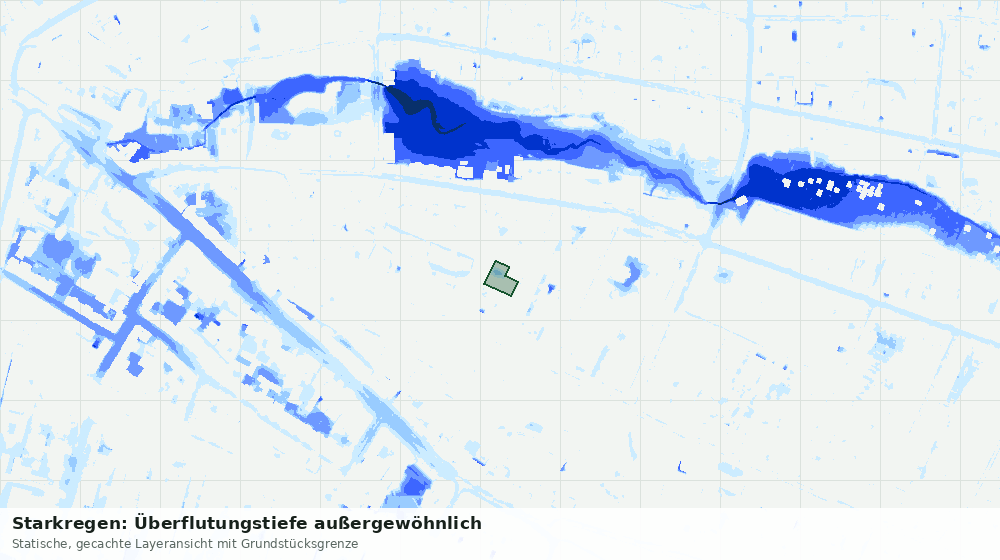 Statische Kartenansicht: Starkregen: Überflutungstiefe außergewöhnlich