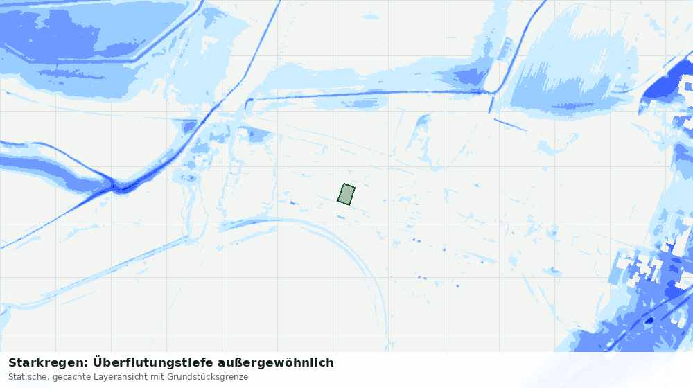 Statische Kartenansicht: Starkregen: Überflutungstiefe außergewöhnlich