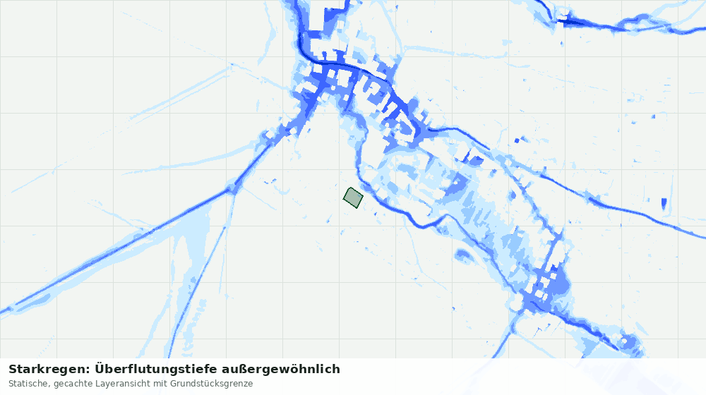 Statische Kartenansicht: Starkregen: Überflutungstiefe außergewöhnlich
