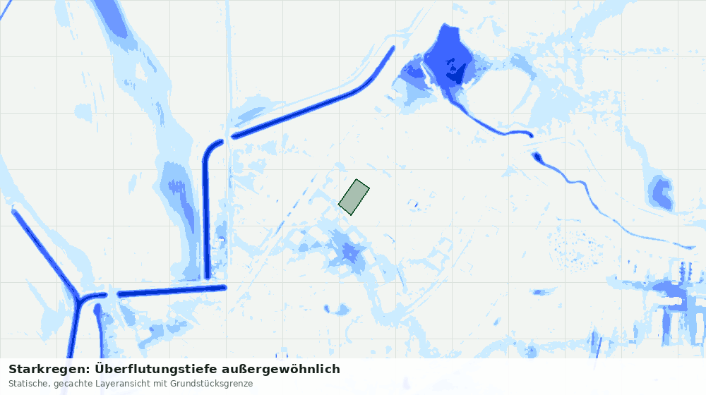 Statische Kartenansicht: Starkregen: Überflutungstiefe außergewöhnlich