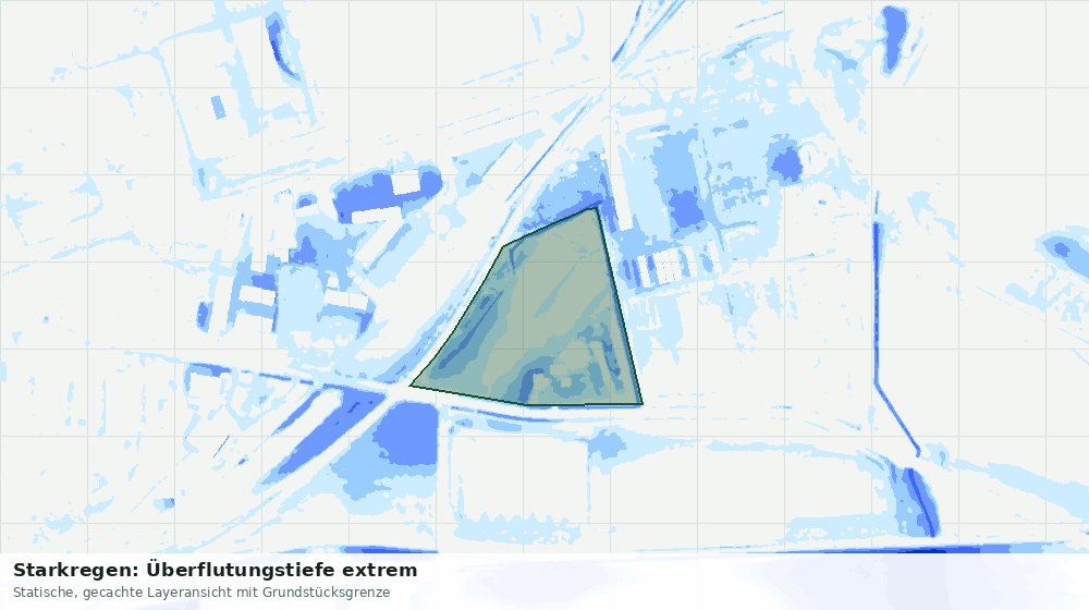 Statische Kartenansicht: Starkregen: Überflutungstiefe extrem