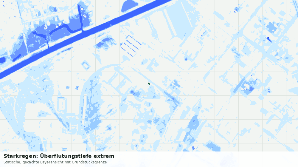 Statische Kartenansicht: Starkregen: Überflutungstiefe extrem