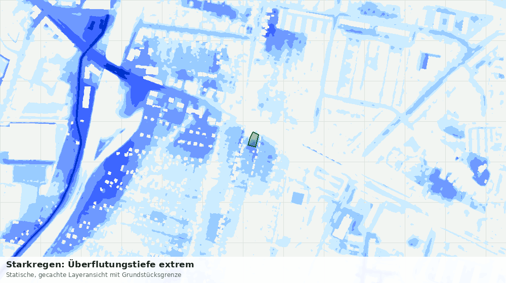 Statische Kartenansicht: Starkregen: Überflutungstiefe extrem