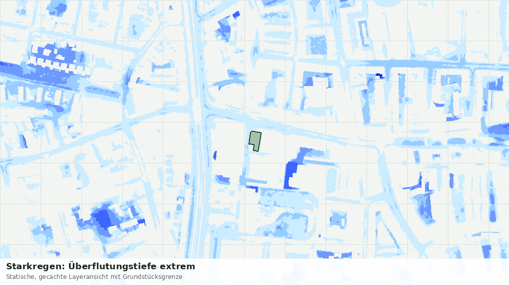 Statische Kartenansicht: Starkregen: Überflutungstiefe extrem