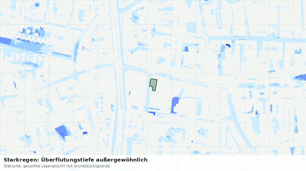 Statische Kartenansicht: Starkregen: Überflutungstiefe außergewöhnlich