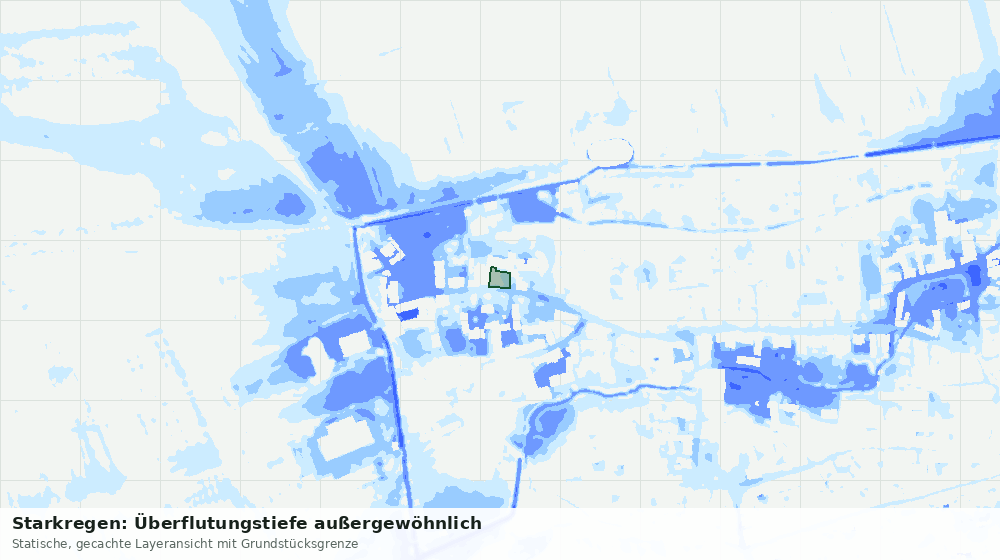 Statische Kartenansicht: Starkregen: Überflutungstiefe außergewöhnlich