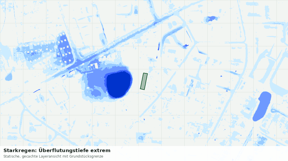 Statische Kartenansicht: Starkregen: Überflutungstiefe extrem