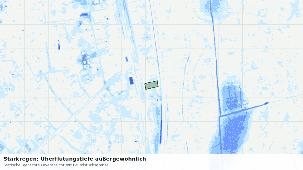 Statische Kartenansicht: Starkregen: Überflutungstiefe außergewöhnlich