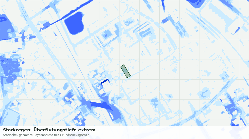 Statische Kartenansicht: Starkregen: Überflutungstiefe extrem