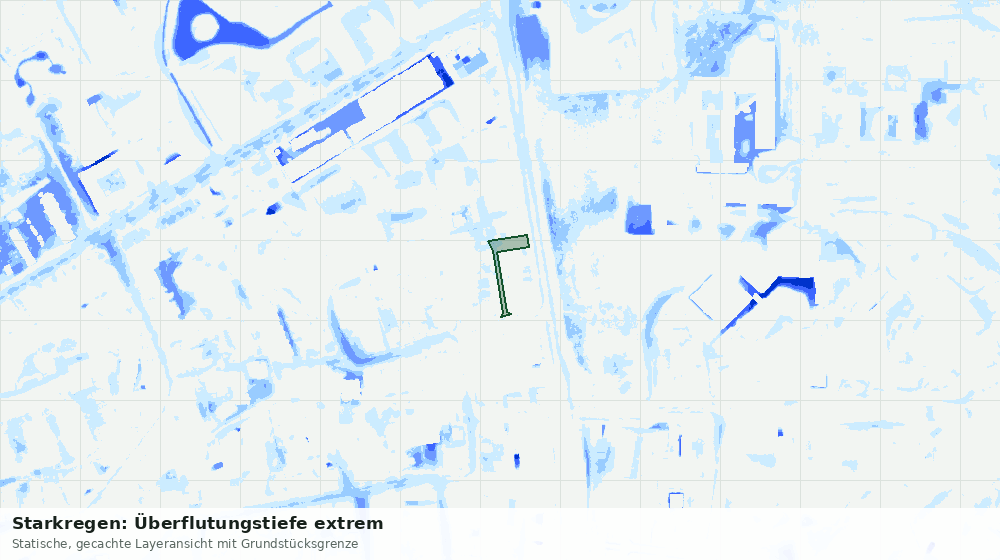 Statische Kartenansicht: Starkregen: Überflutungstiefe extrem