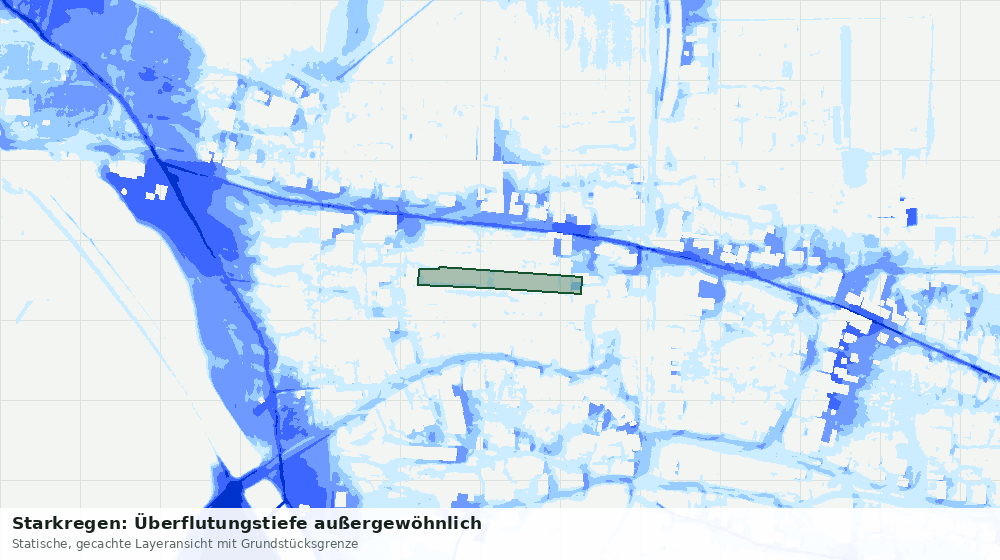 Statische Kartenansicht: Starkregen: Überflutungstiefe außergewöhnlich