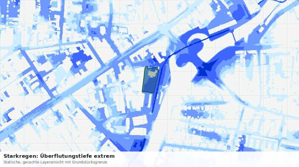 Statische Kartenansicht: Starkregen: Überflutungstiefe extrem