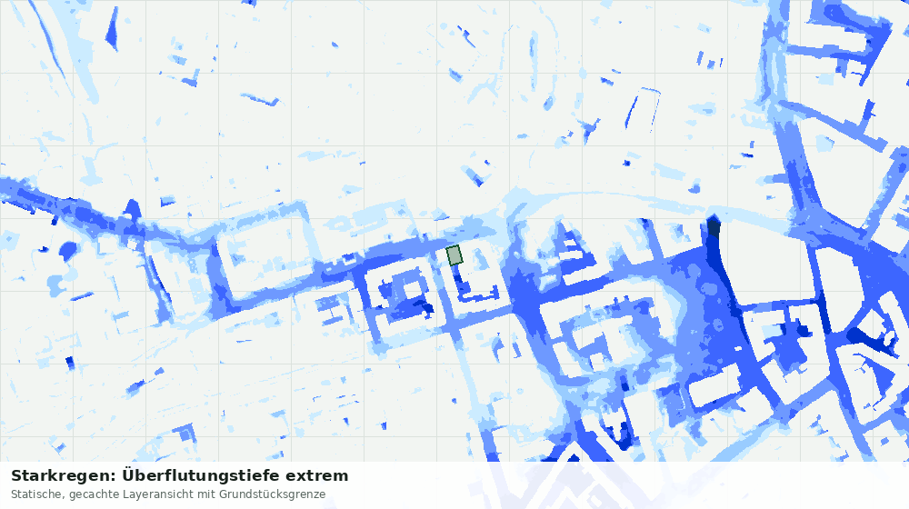 Statische Kartenansicht: Starkregen: Überflutungstiefe extrem