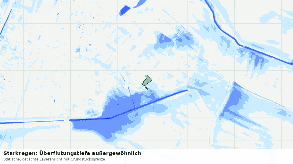 Statische Kartenansicht: Starkregen: Überflutungstiefe außergewöhnlich