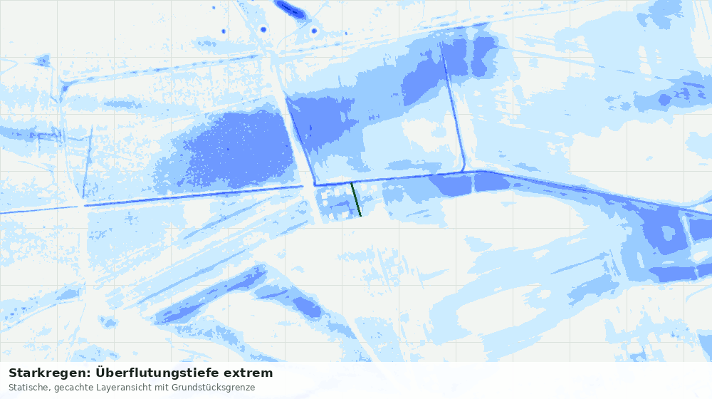 Statische Kartenansicht: Starkregen: Überflutungstiefe extrem