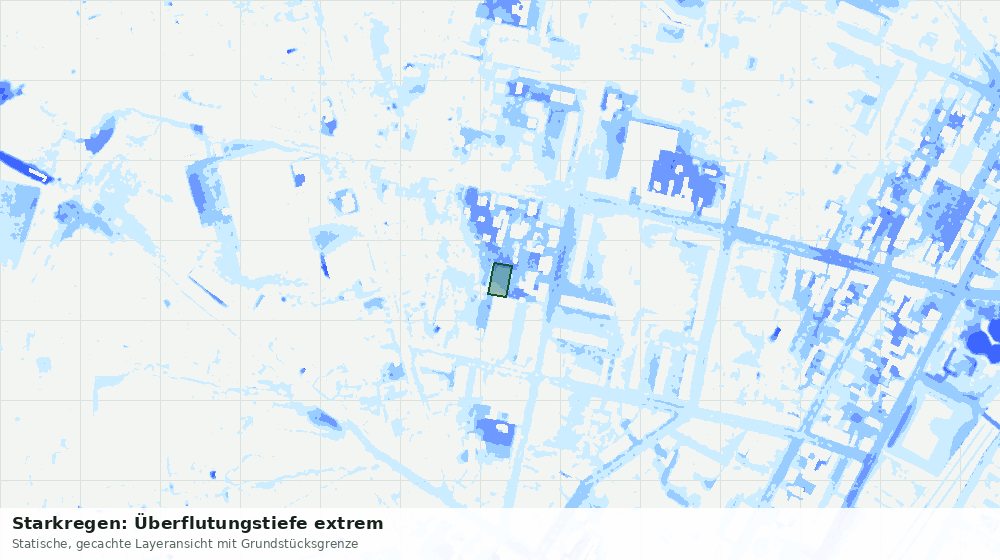Statische Kartenansicht: Starkregen: Überflutungstiefe extrem