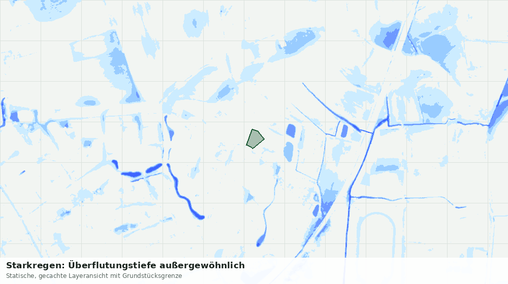 Statische Kartenansicht: Starkregen: Überflutungstiefe außergewöhnlich
