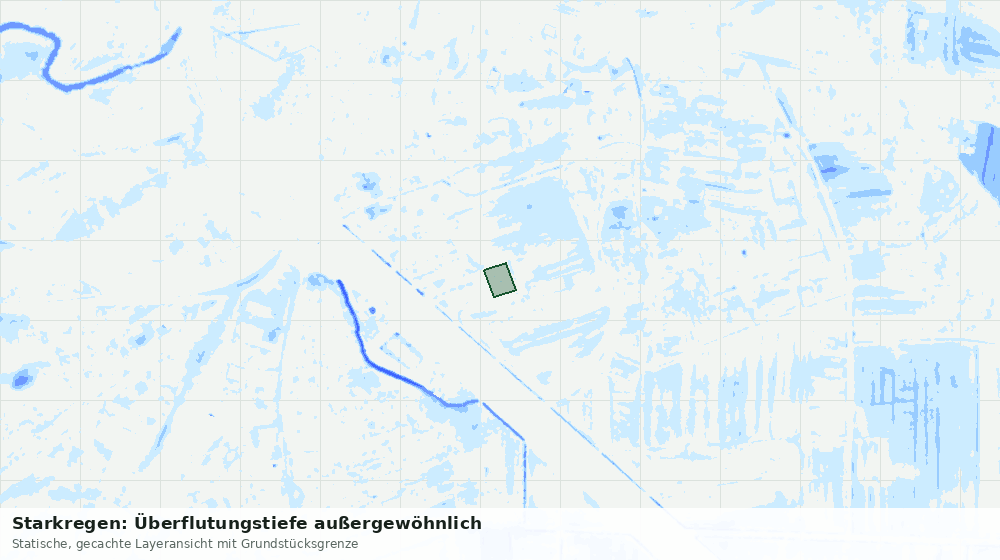 Statische Kartenansicht: Starkregen: Überflutungstiefe außergewöhnlich