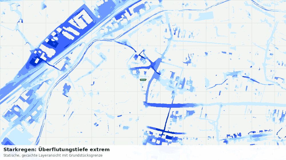 Statische Kartenansicht: Starkregen: Überflutungstiefe extrem