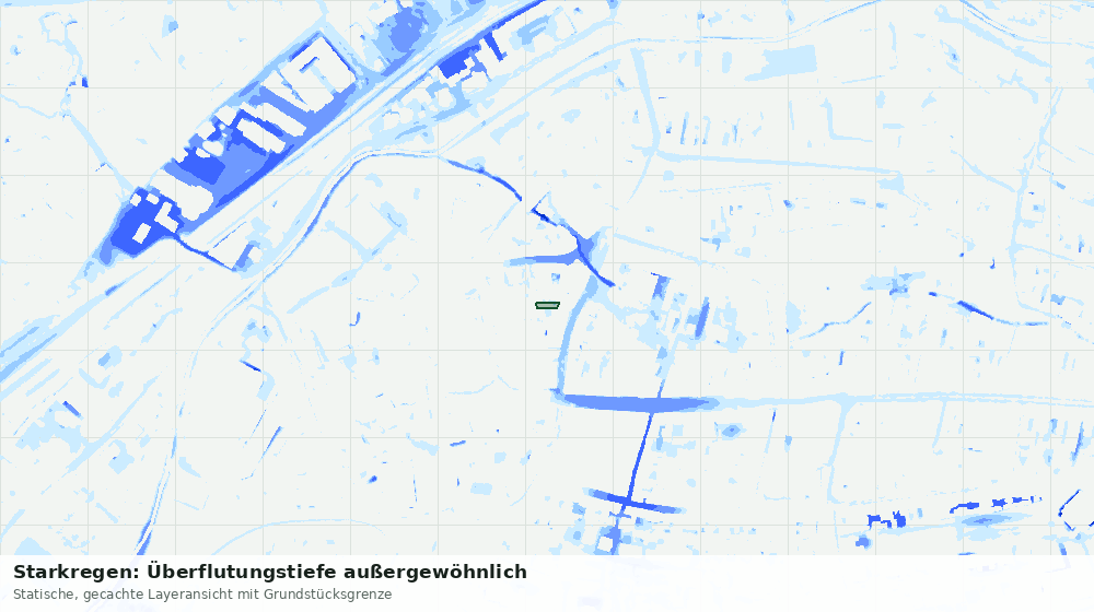 Statische Kartenansicht: Starkregen: Überflutungstiefe außergewöhnlich