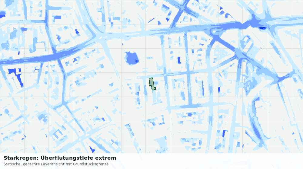 Statische Kartenansicht: Starkregen: Überflutungstiefe extrem