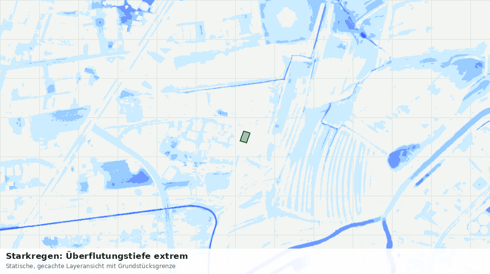 Statische Kartenansicht: Starkregen: Überflutungstiefe extrem